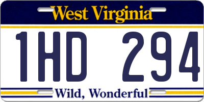 WV license plate 1HD294