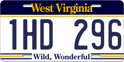WV license plate 1HD296