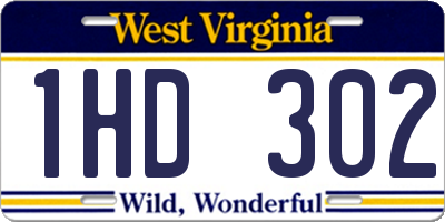 WV license plate 1HD302
