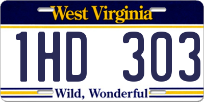 WV license plate 1HD303
