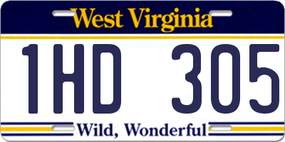 WV license plate 1HD305