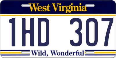 WV license plate 1HD307