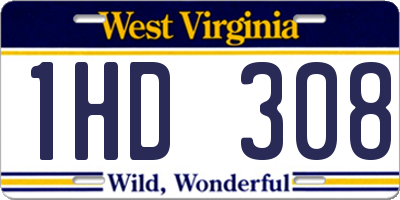 WV license plate 1HD308