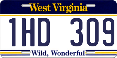 WV license plate 1HD309
