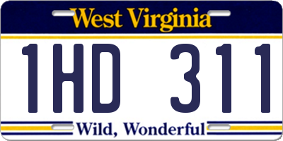 WV license plate 1HD311