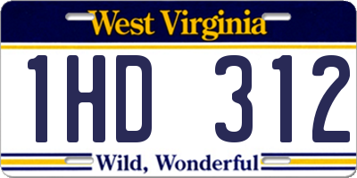 WV license plate 1HD312