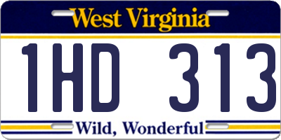 WV license plate 1HD313