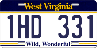 WV license plate 1HD331