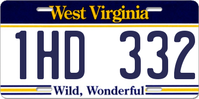 WV license plate 1HD332