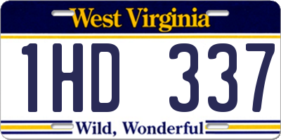 WV license plate 1HD337