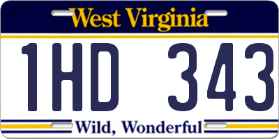 WV license plate 1HD343