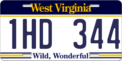 WV license plate 1HD344