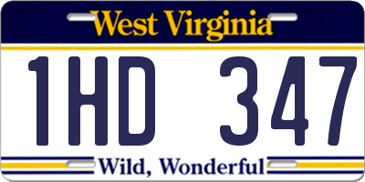 WV license plate 1HD347