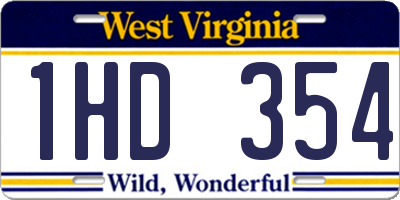 WV license plate 1HD354