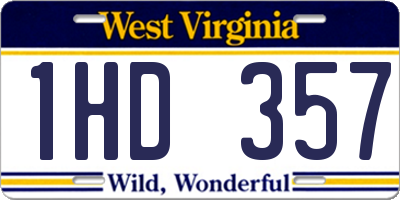 WV license plate 1HD357