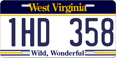 WV license plate 1HD358