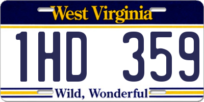 WV license plate 1HD359