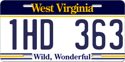 WV license plate 1HD363