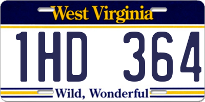 WV license plate 1HD364