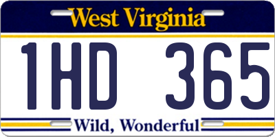 WV license plate 1HD365