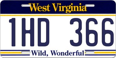 WV license plate 1HD366