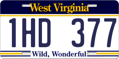 WV license plate 1HD377
