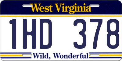 WV license plate 1HD378