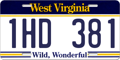 WV license plate 1HD381
