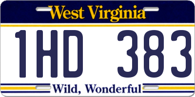 WV license plate 1HD383