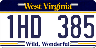 WV license plate 1HD385