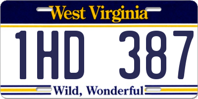 WV license plate 1HD387