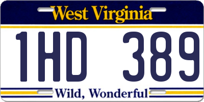 WV license plate 1HD389