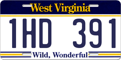 WV license plate 1HD391