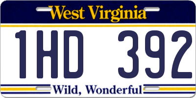 WV license plate 1HD392