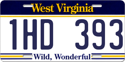 WV license plate 1HD393