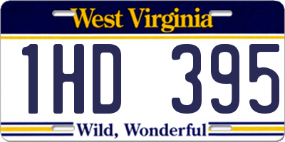 WV license plate 1HD395