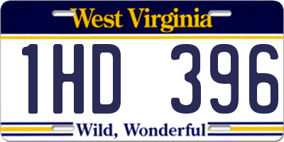 WV license plate 1HD396
