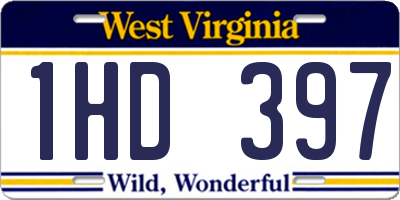WV license plate 1HD397