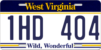 WV license plate 1HD404