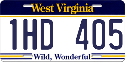 WV license plate 1HD405