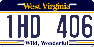 WV license plate 1HD406