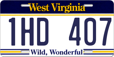 WV license plate 1HD407