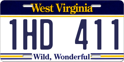 WV license plate 1HD411