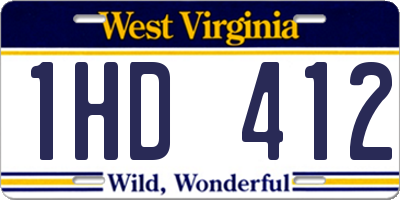 WV license plate 1HD412