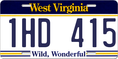 WV license plate 1HD415