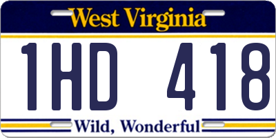 WV license plate 1HD418