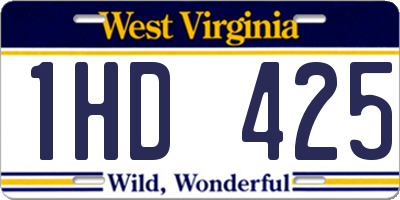 WV license plate 1HD425
