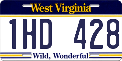 WV license plate 1HD428