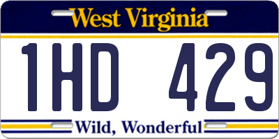 WV license plate 1HD429