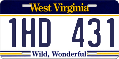 WV license plate 1HD431